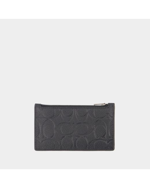 COACH Zip Card Holder Black Leather in Grey for Men Lyst UK