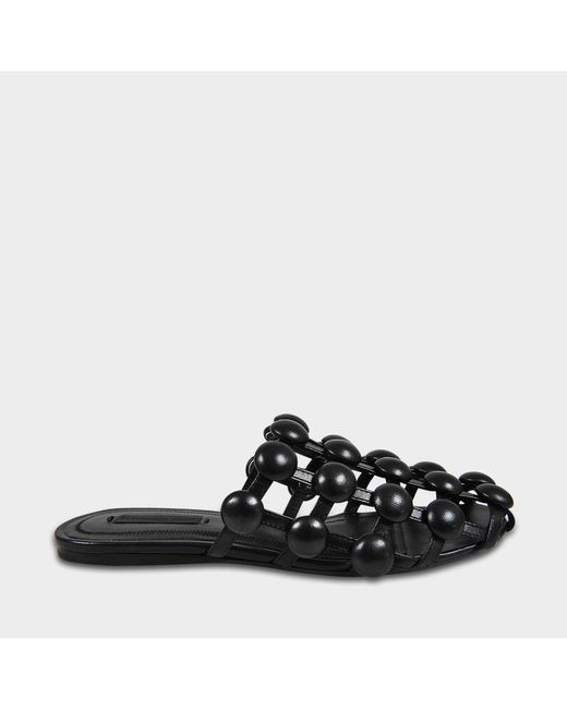 Alexander Wang Amelia Flat Slide Shoes In Black Lambskin