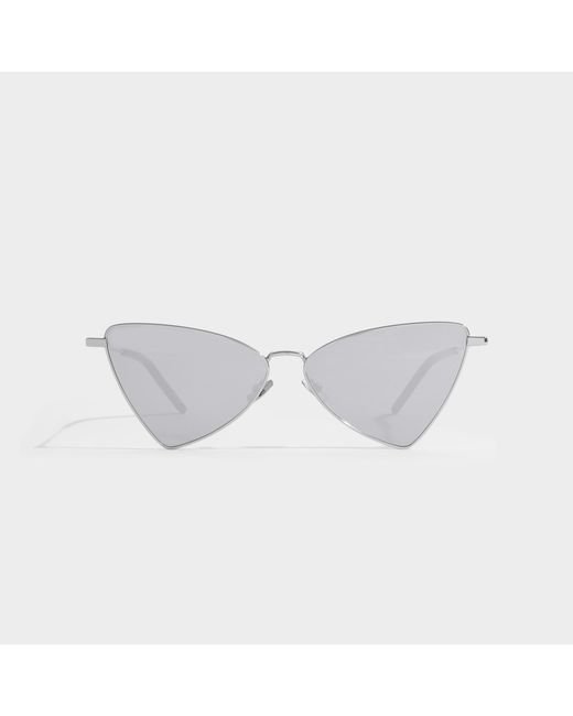 Saint Laurent Metallic New Wave Sl 303 Jerry Sunglasses In Silver Metal And Grey Lenses for men
