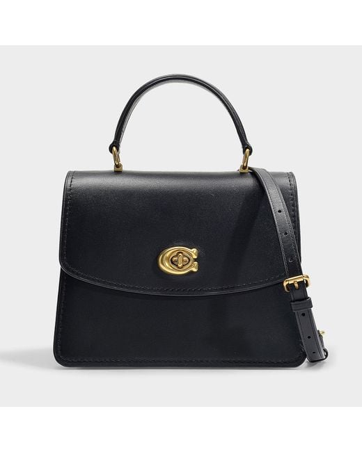 COACH Parker Top Handle Bag In Black Refined Calf Leather