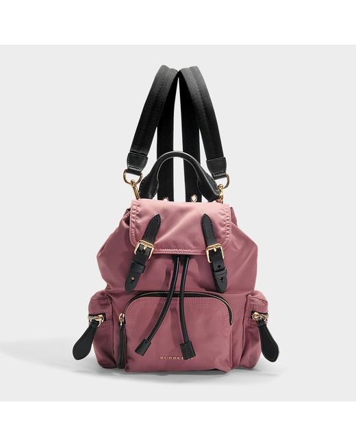 Burberry Pink The Rucksack Small Backpack In Mauve Nylon