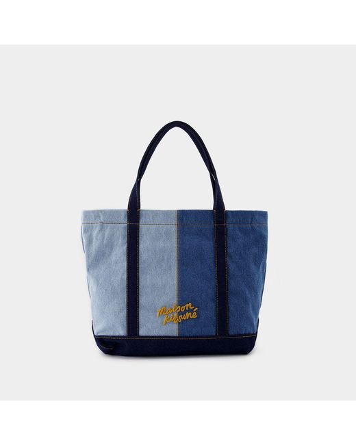 Maison Kitsuné Blue Fox Head Medium Shopper Bag