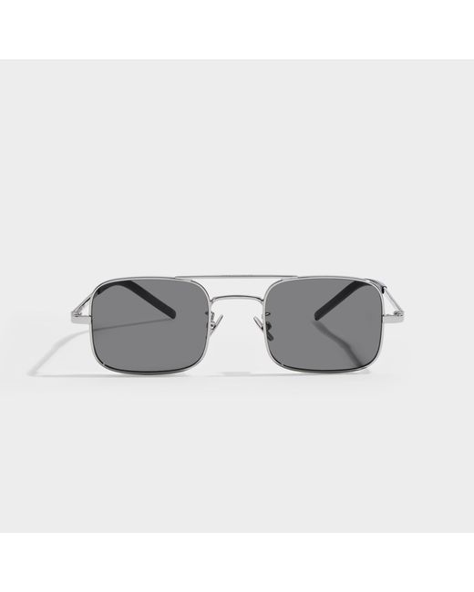 Saint Laurent Metallic Sl 331 Sunglasses In Silver Metal And Grey Lenses for men