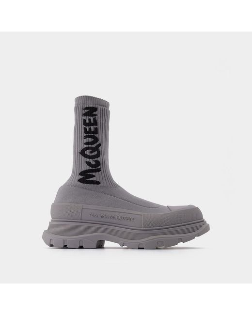 Alexander McQueen Gray Sock Boots for men