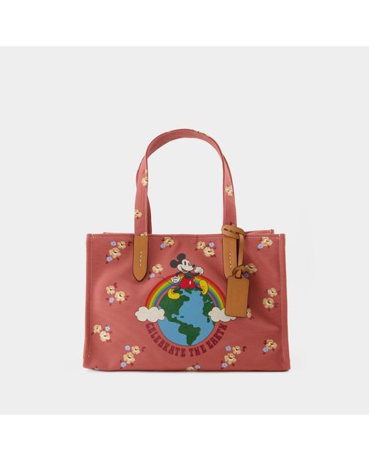 COACH Red Disney 30 Tote- Leather - Beige