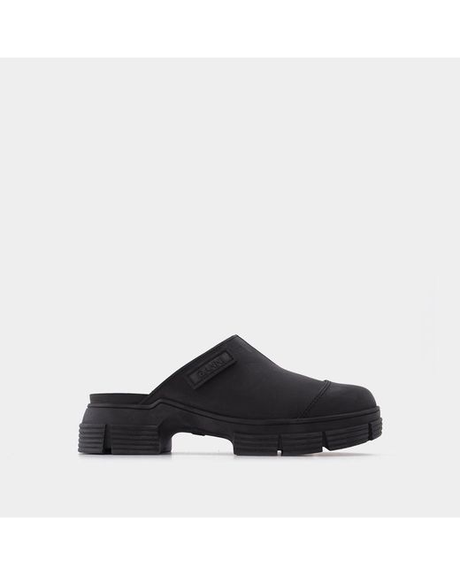 Ganni Black Recycled Rubber Retro Mules