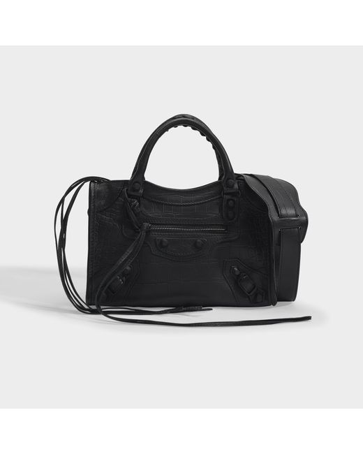 Balenciaga City Classic Mini Bag In Matt Croc Embossed Lambskin in Black |  Lyst