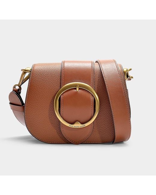 Polo Ralph Lauren Mini Brown Leather Crossbody Bag With Buckle On The Flap