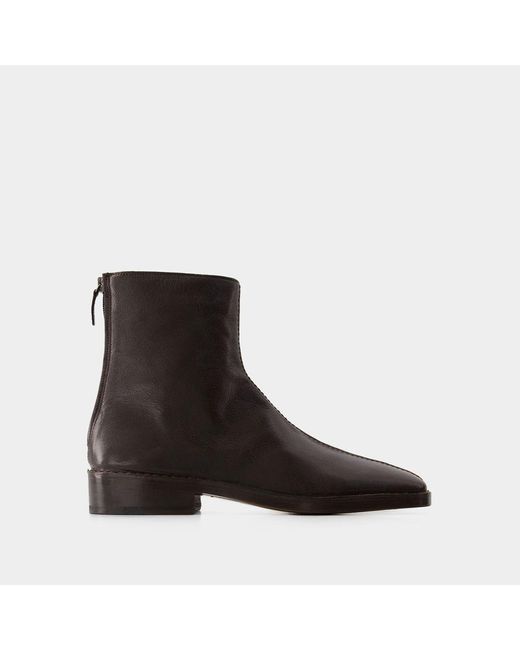 Lemaire Black Piped Zipped Ankle Boots for men