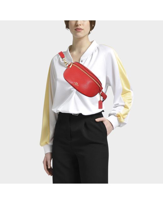 coach red belt bag