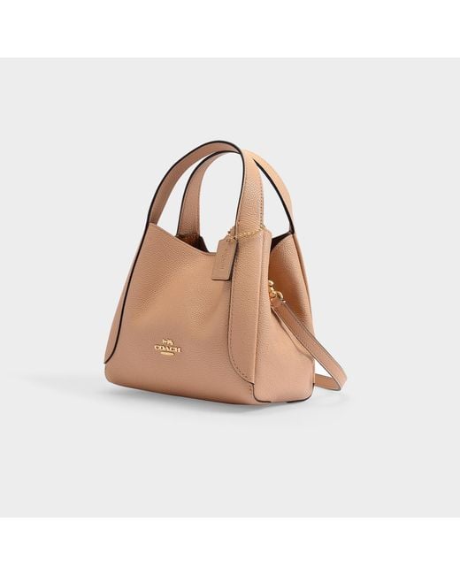 COACH Polished Pebble Leather Hadley Hobo 21 in Natural