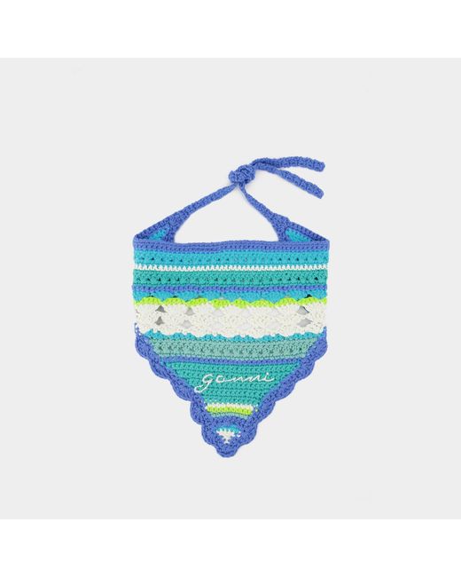 Ganni Crochet Hat - - Blue Curacao - Cotton
