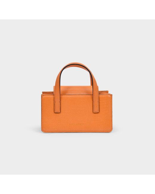 MARGE SHERWOOD Grandma Mini Bag In Orange Lizard Embossed Leather