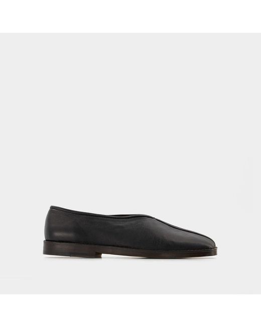 Lemaire Black Flat Piped Mules for men