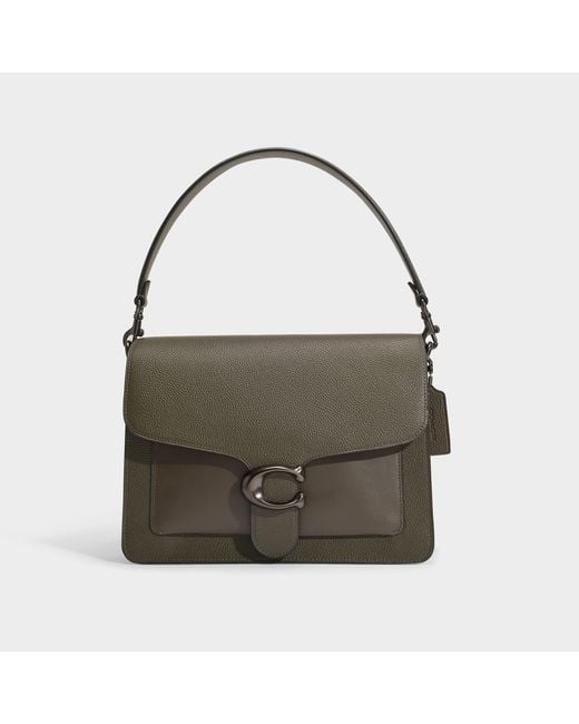 COACH Large Tabby Bag In Green Mixed Leather With Polished Pebble Leather