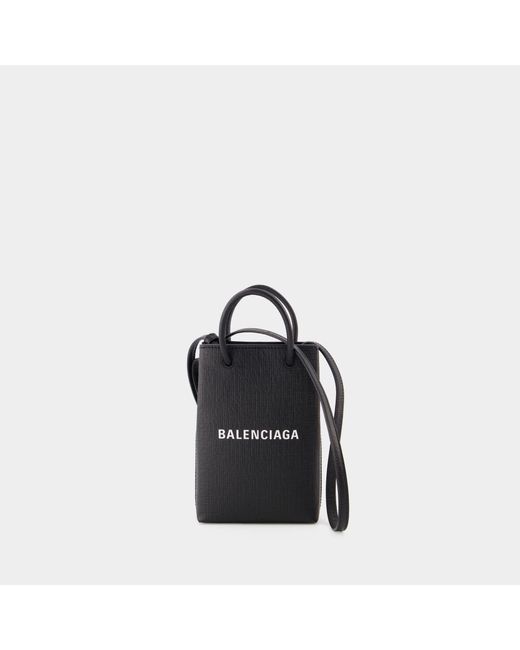 Balenciaga Phone Holder Bag - - Leather - Black