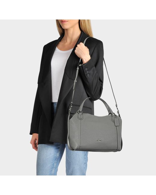 COACH Edie 28 Shoulder Bag In Black Calfskin in Gray | Lyst