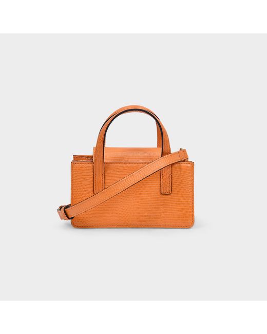 Marge Sherwood Grandma Mini Bag In Orange Lizard Embossed Leather