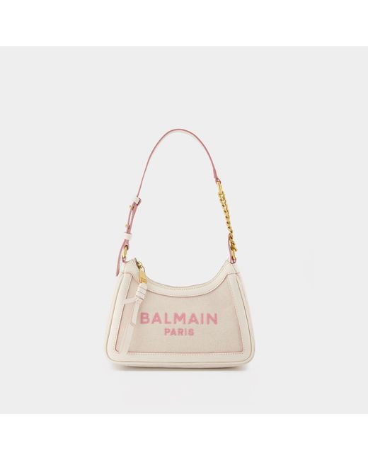 Balmain B-army Hobo Bag - - Cream/pink - Canva in Natural | Lyst UK