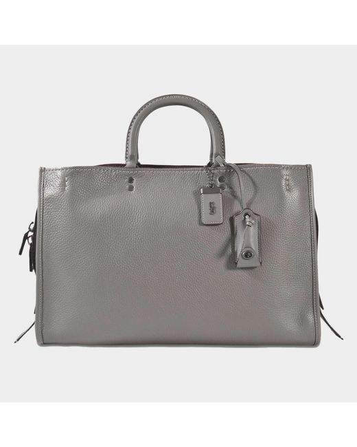 COACH Gray Glovetanned Pebble Leather Rogue 39