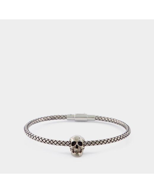 Alexander McQueen Cord Metallic Skull Bracelet for men