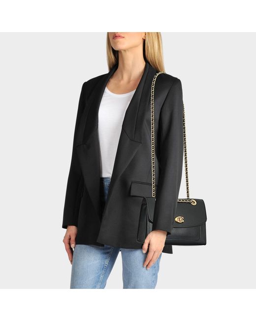 COACH Parker Shoulder Bag In Black Refined Calf Leather | Lyst
