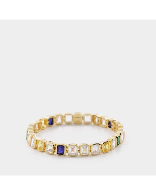 NUMBERING Metallic Color Point Step Tennis Bracelet, Multicolor/gold Plated