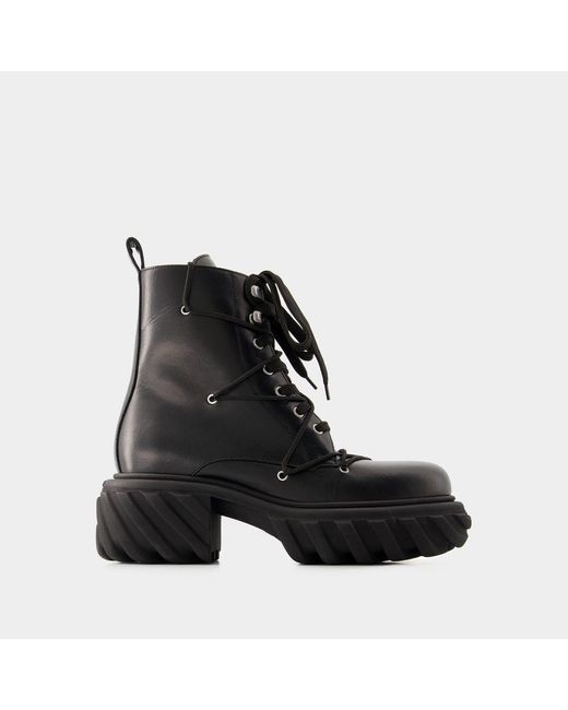 Off-White c/o Virgil Abloh Black Tractor Lace-Up Ankle Boots