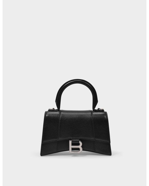 Balenciaga Black Hourglass Xs Top Handle Mini Bag