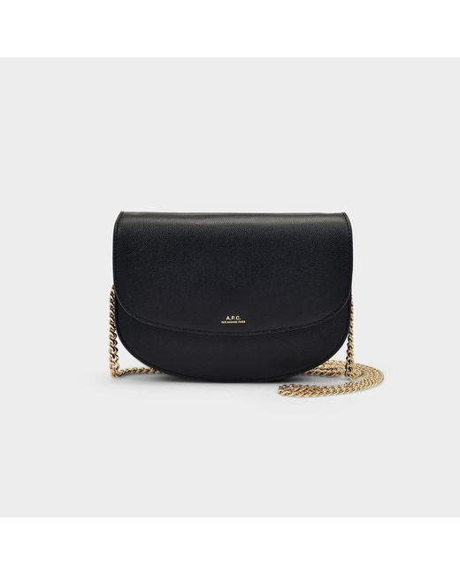 A.P.C. Genève Clutch On Chain In Black Leather
