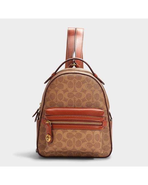 COACH Campus Backpack 23 In Brown Signature Coated Canvas