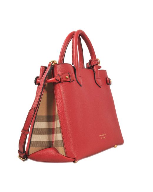 Burberry Medium Banner Bag in Red | Lyst