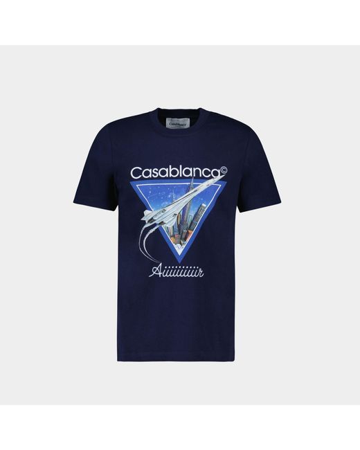 CASABLANCA Blue Aiiiiir Printed T-shirt for men