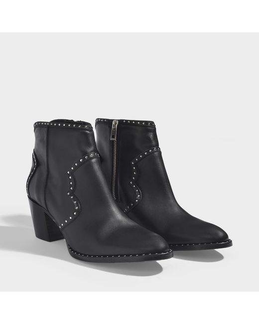 Zadig & Voltaire Leather Molly Studded Boots in Black | Lyst