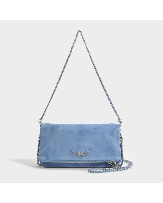 Zadig & Voltaire Rock Suede Bag In Sky Blue Suede