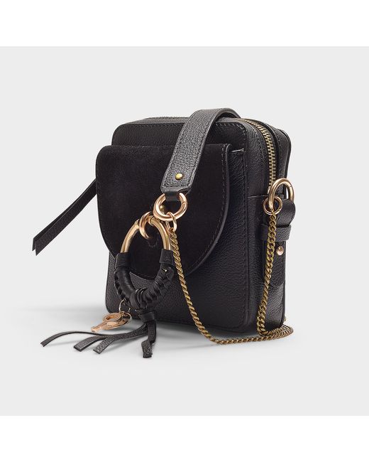 See By Chloé Joan Mini Crossbody Bag In Black Grained Cowskin And Suede - Lyst