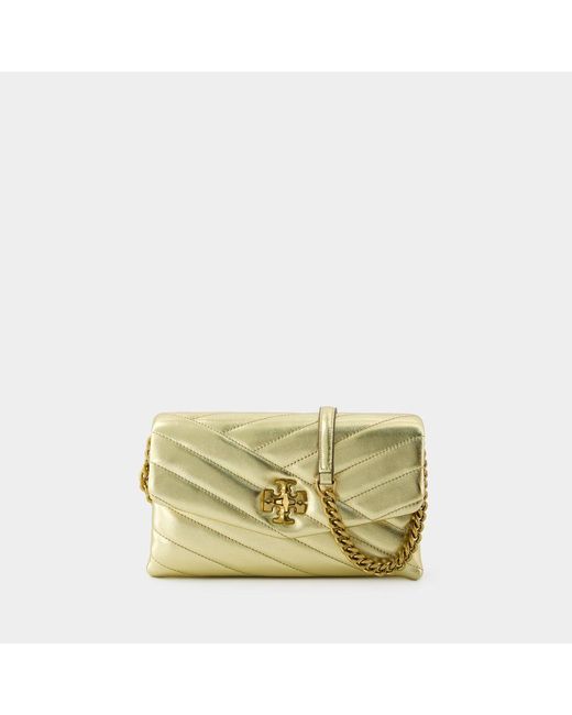 Tory Burch Kira Chevron Metallic Chain Wallet