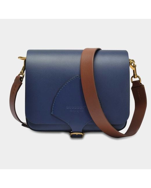 Burberry Blue The Square Satchel Bag In Mid Indigo Soft Leather