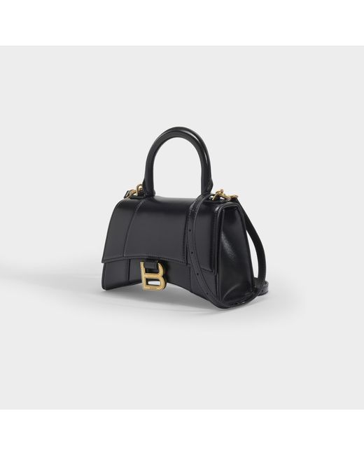 Balenciaga Hourglass Xs Top Handle Bag In Black Calfskin | Lyst