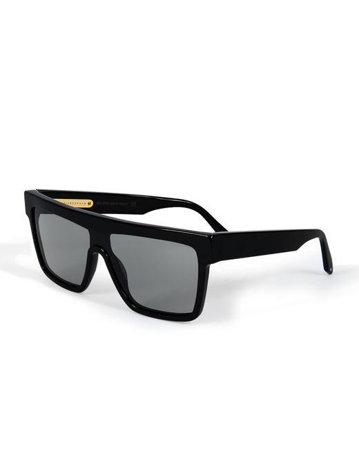 Victoria Beckham Flat Top Visor Sunglasses In Black Solid Acetate