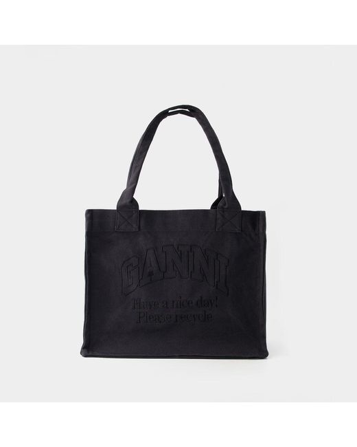 Ganni Black Large Easy Tote Bag