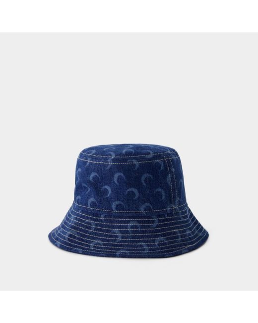 MARINE SERRE Blue Regenerated Deadstock Bucket Hat