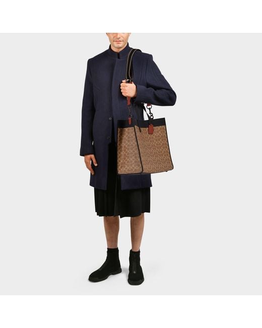 COACH Field 40 Tote Bag Tan Canva in Brown for Men Lyst