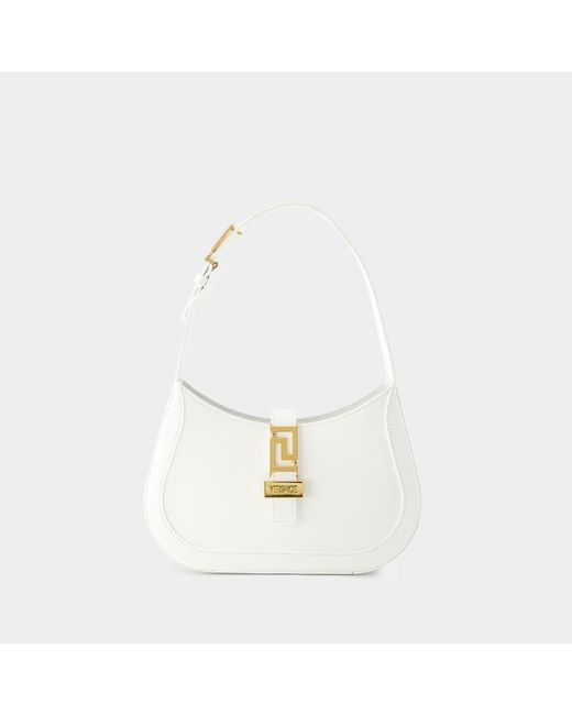 Versace White Greca Goddess Small Hobo Bag