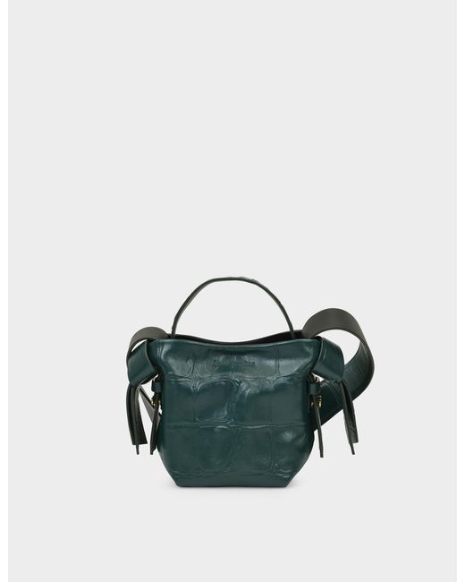 Acne Musubi Micro Croco Bag In Emerald Green Leather