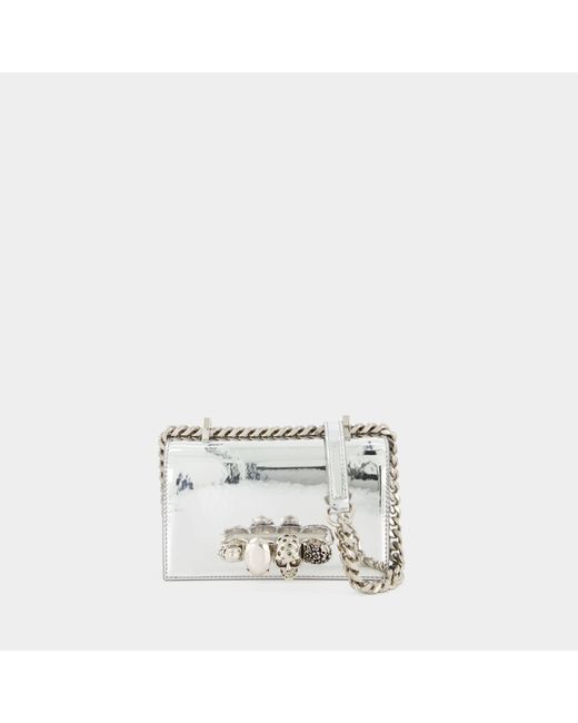 Alexander McQueen White Mini Jewell Satchel Bag - - Silver