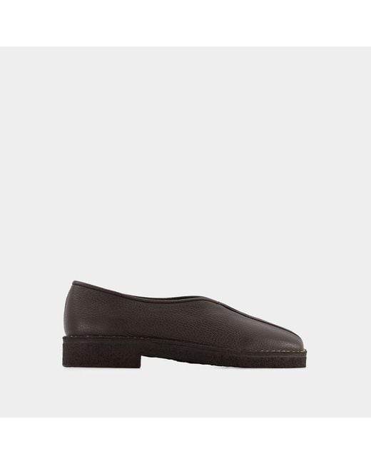 Lemaire Black Piped Crepe Loafers
