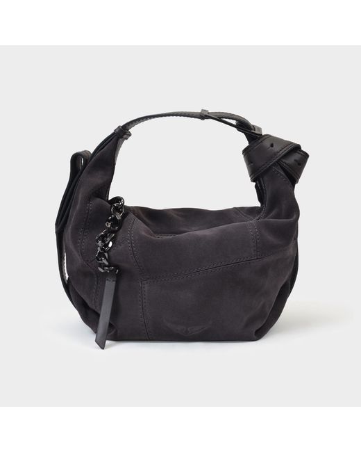 Zadig & Voltaire Le Cecilia Suede Bag In Grey Leather in Gray Lyst