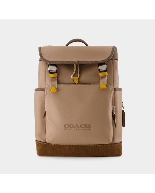 COACH League Flat Backpack Taupe Leather in Natural for Men Lyst