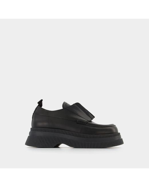 Ganni Wallaby Zip Creepers - - Black - Leather